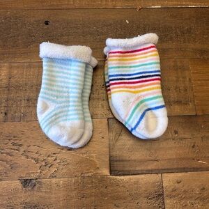 Primary Baby Socks - White with Blue and Multicolor Stripes